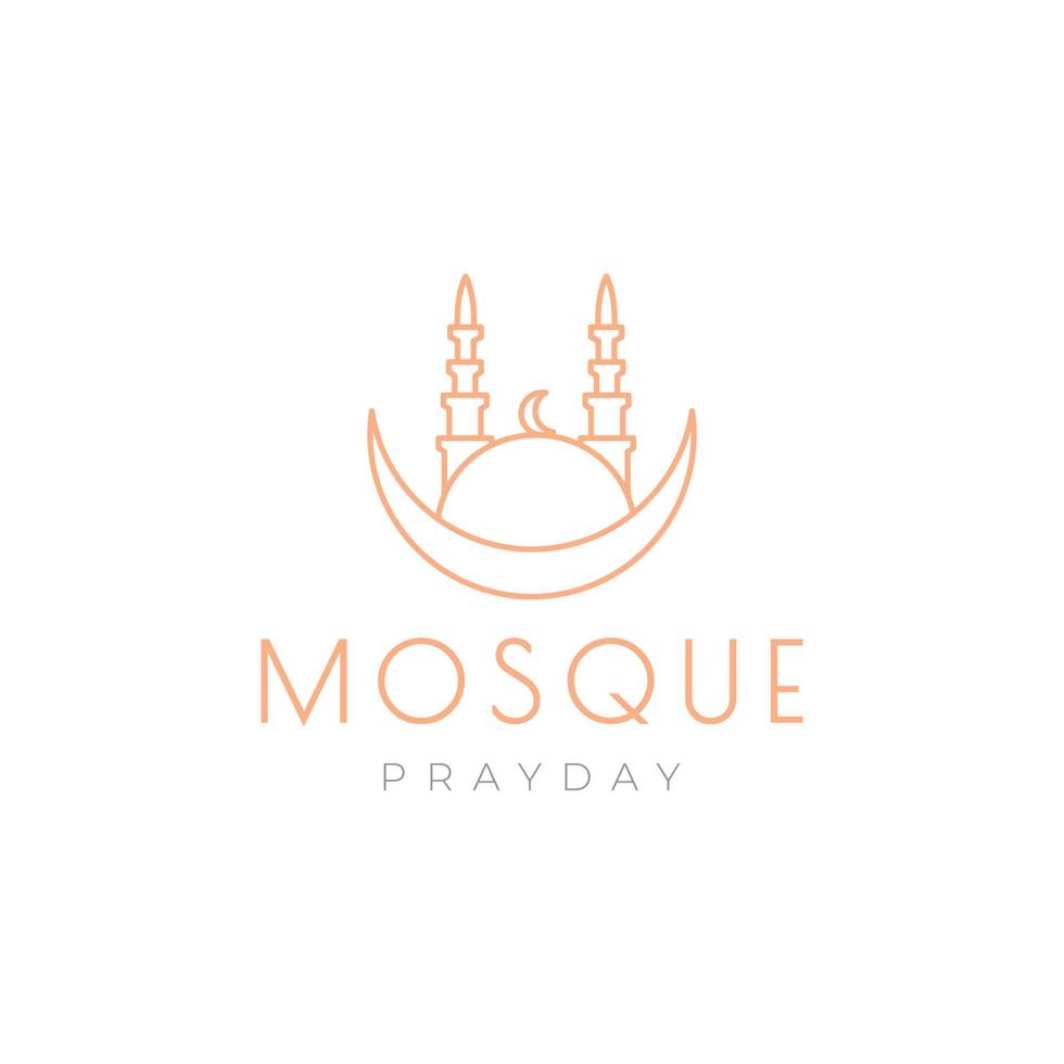 unique dome mosque logo design vector