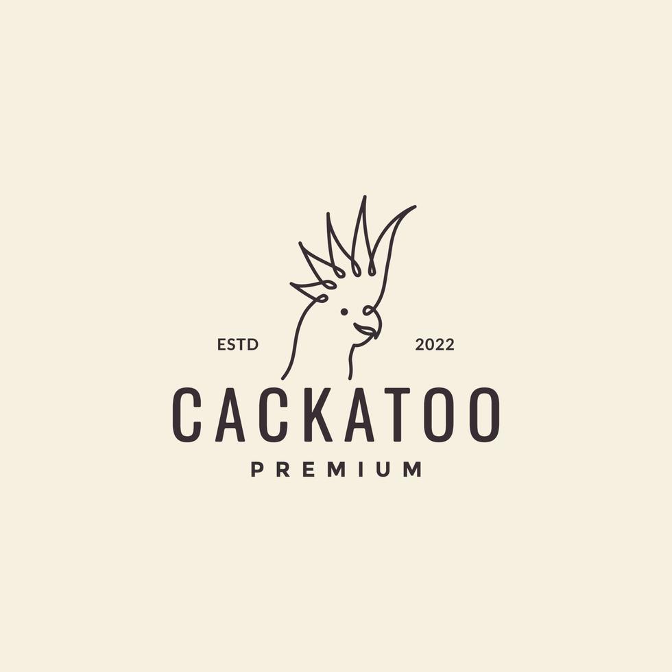 diseño de logotipo hipster de cabeza de cacatúa vector