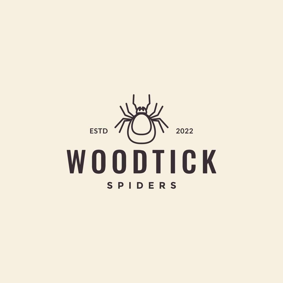 insecto araña madera garrapata hipster logo vector