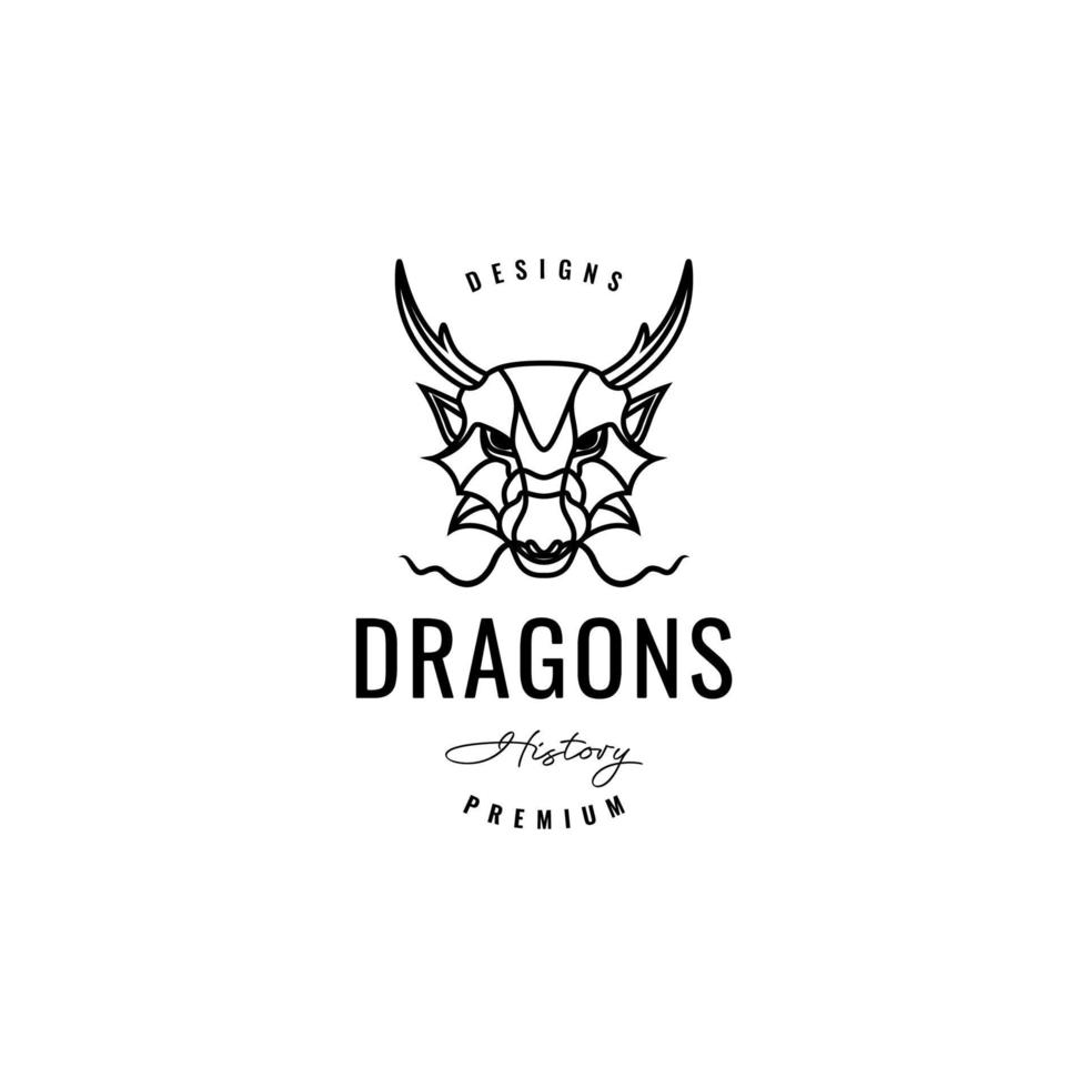 cabeza mito dragón diseño de logotipo mínimo vector