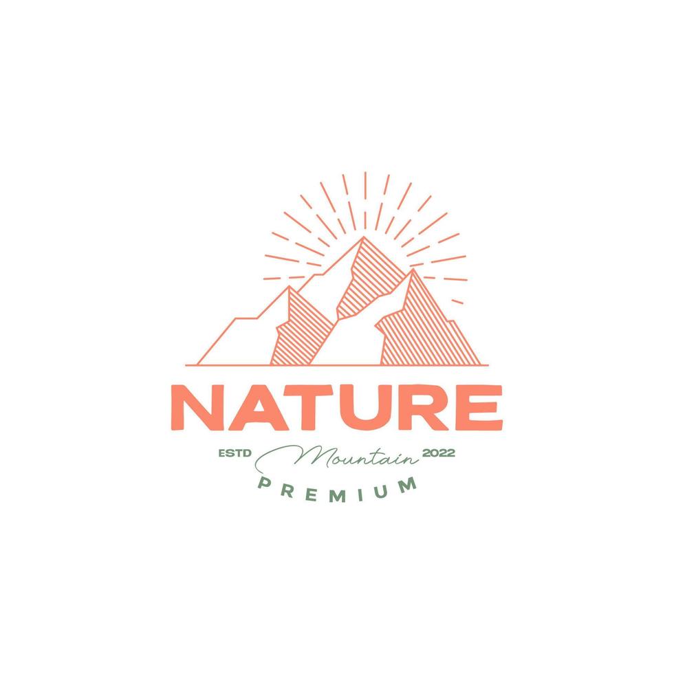 diseño mínimo del logotipo de la montaña de la colina del pico vintage vector