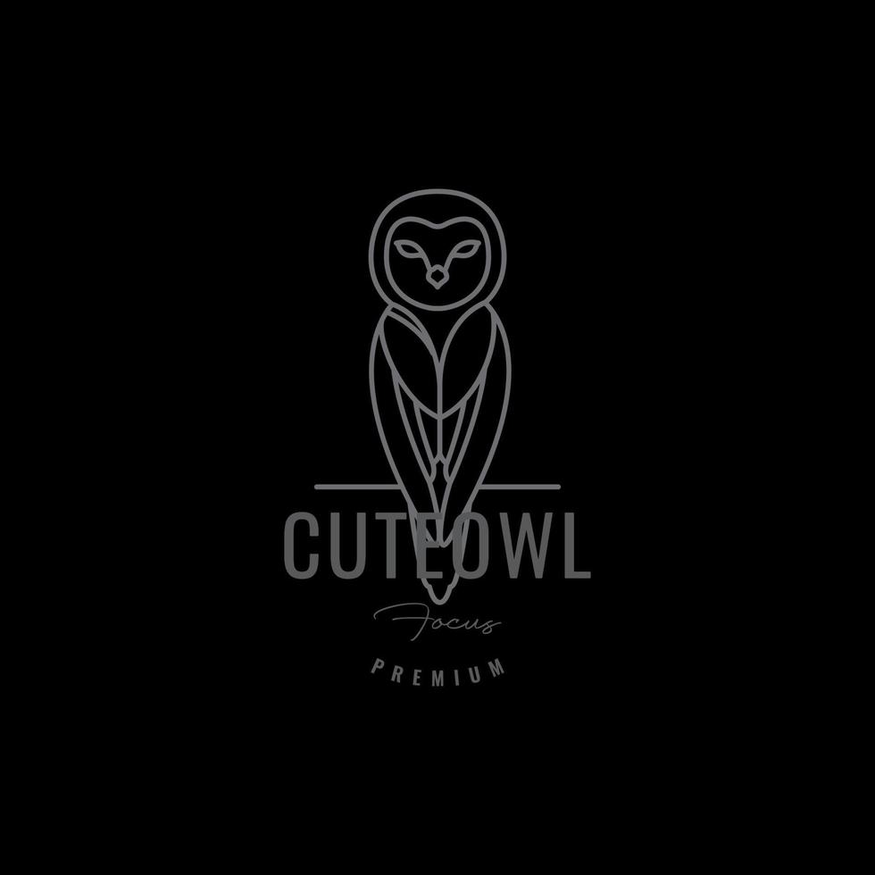 dark lines barn owl logo design vector