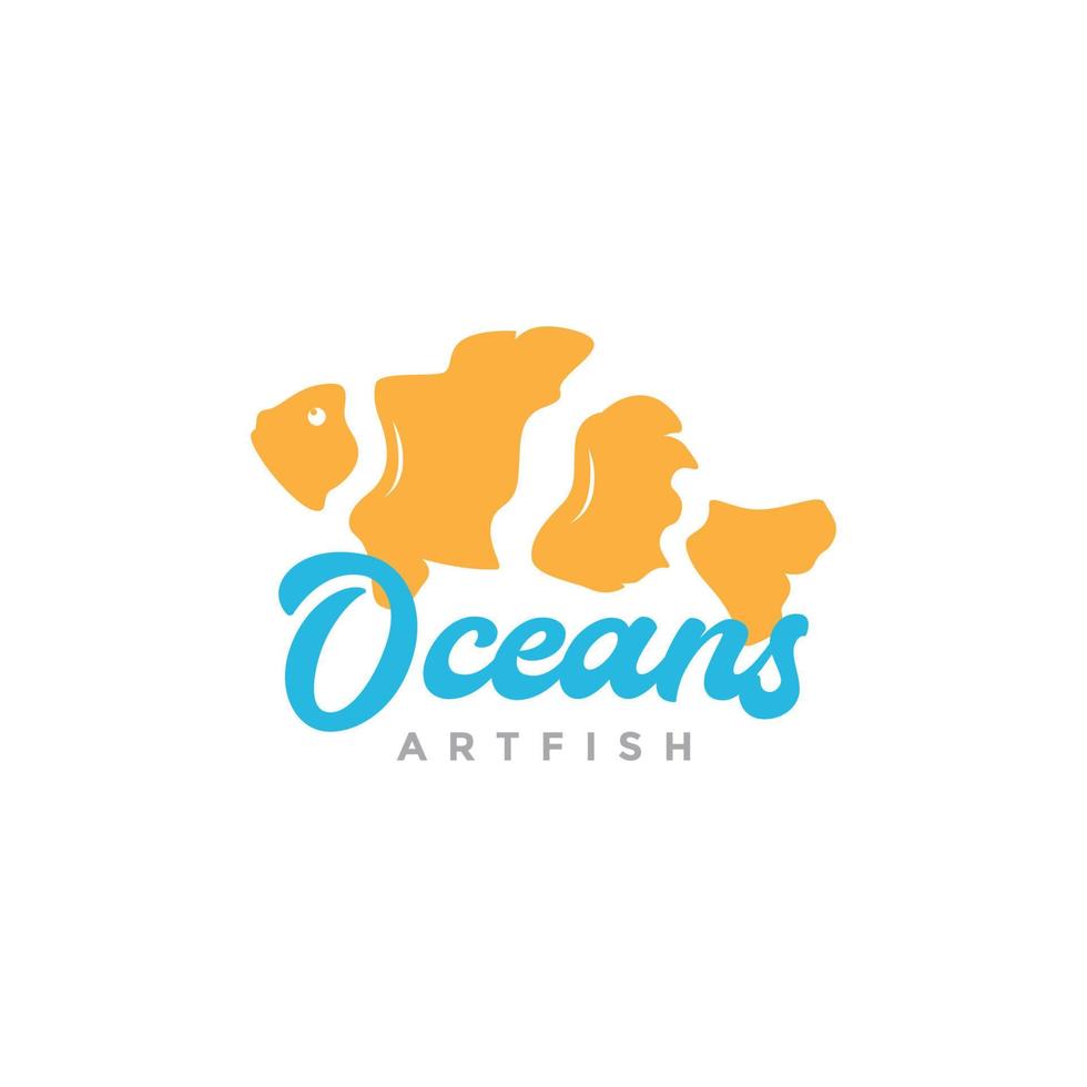 diseño de logotipo de mar de pez payaso ocellaris vector