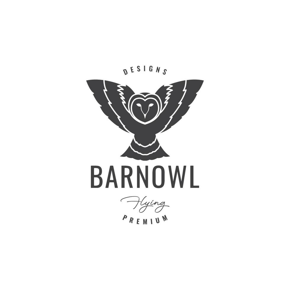 barn owl flying hipster logo design vector