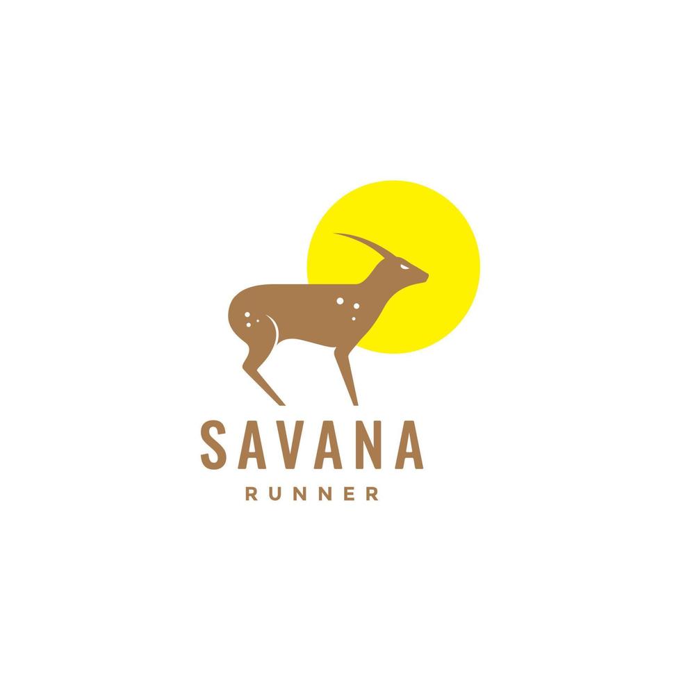 savana runner deer logo design vector