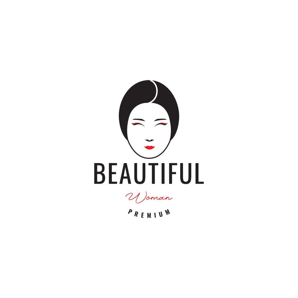 face female with neat short hair logo design vector