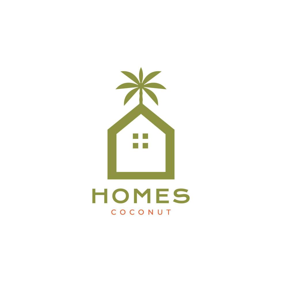 ambiente hogar con diseño de logotipo moderno de árbol de coco vector