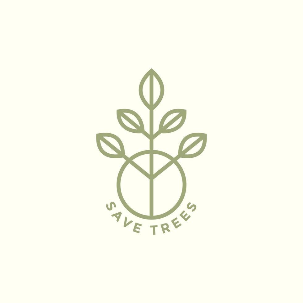 geometric circle line foliage logo design vector