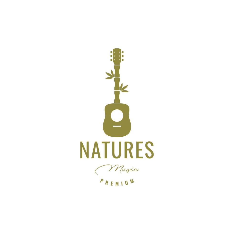 guitar bamboo logo design vector