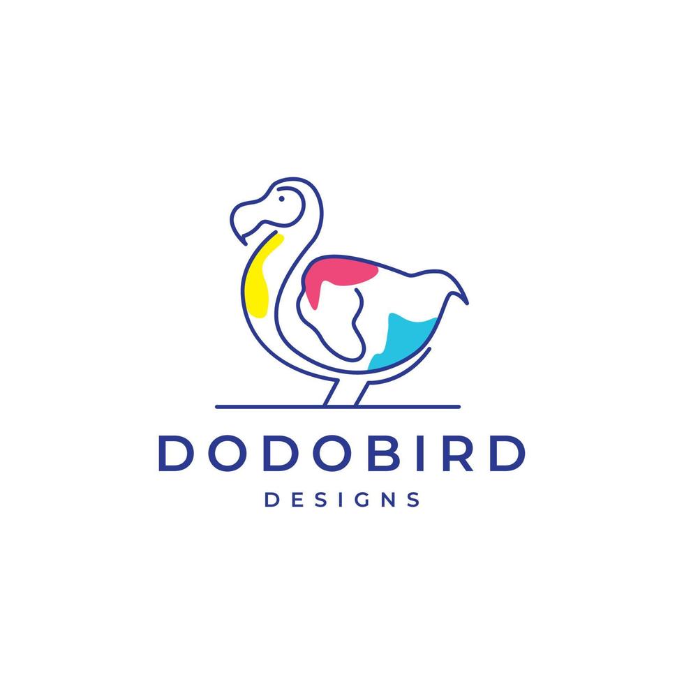 diseño de logotipo abstracto de arte de líneas de pájaro dodo vector