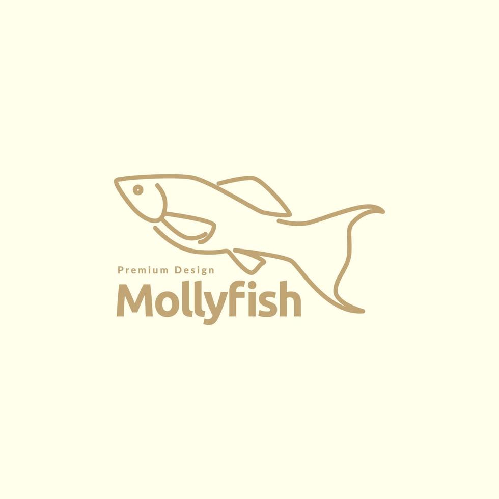 lines art betta fish logo design vector