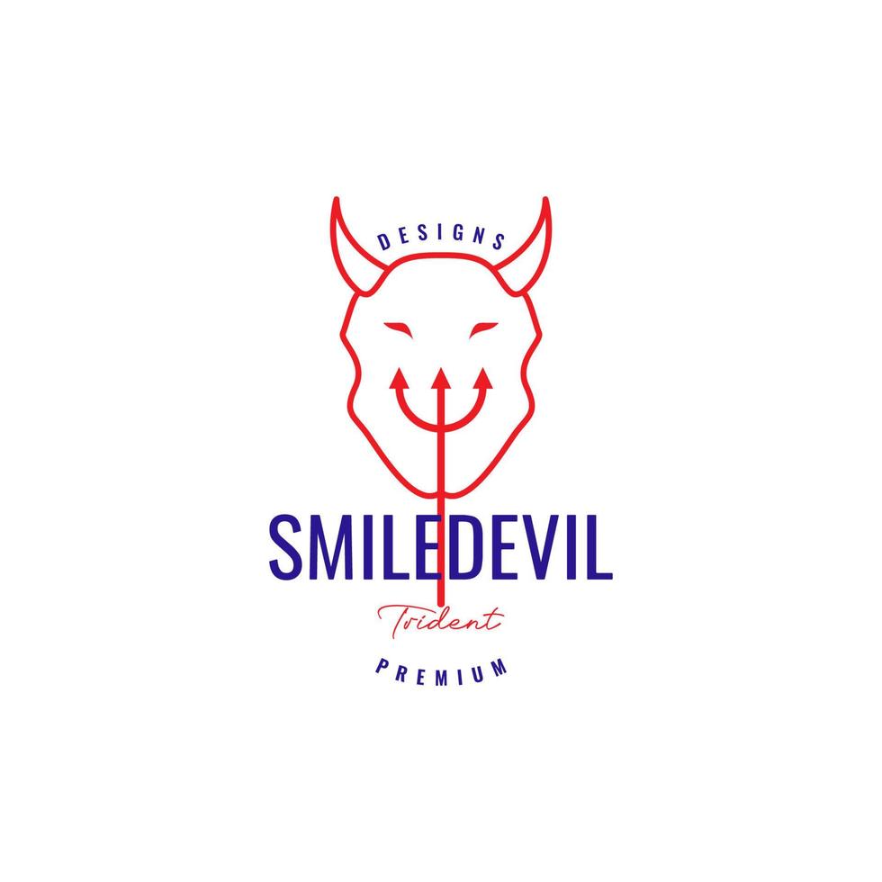 smile devil with trident logo design vector