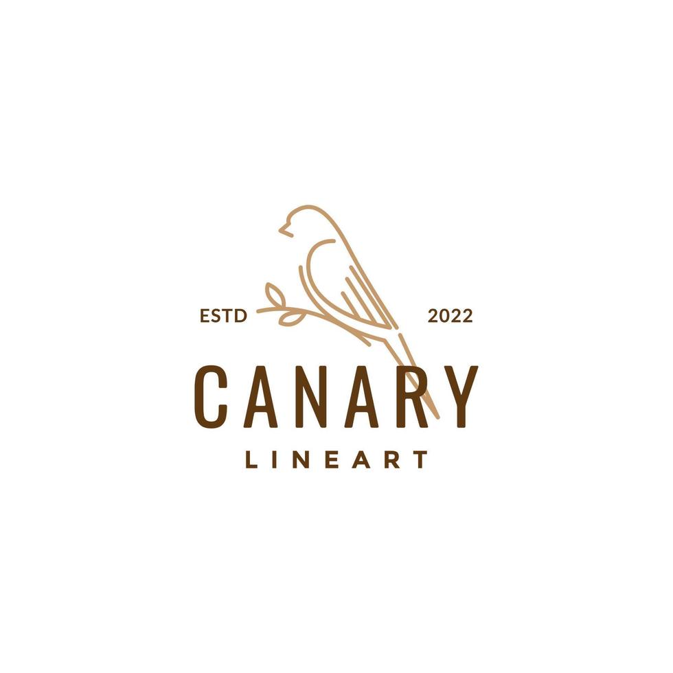 minimal bird canary branch logo design vector