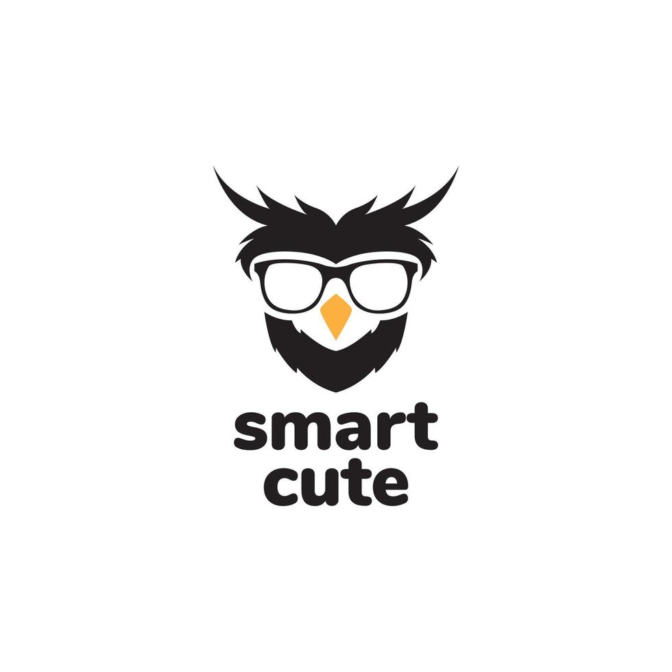 cool owl with sunglasses smart logo design vector
