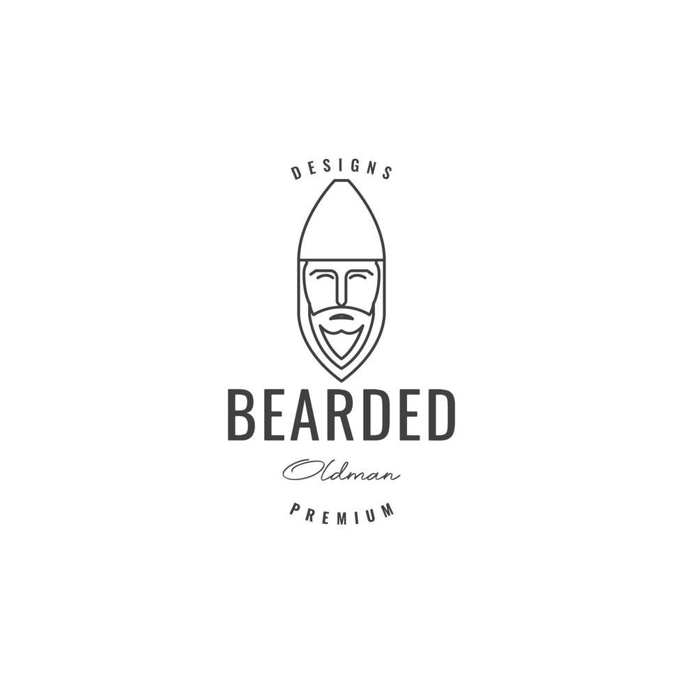 man oval face bearded logo design vector