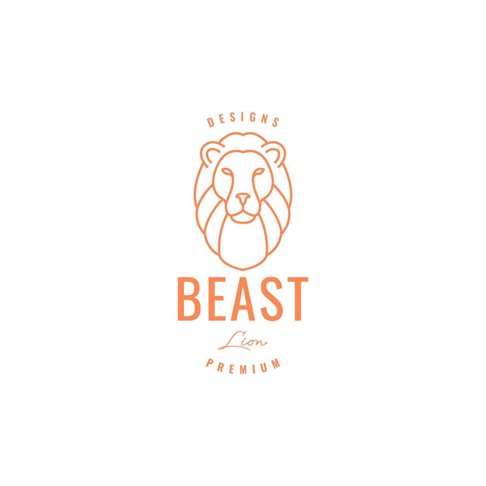 minimal face beast lion mane logo design vector