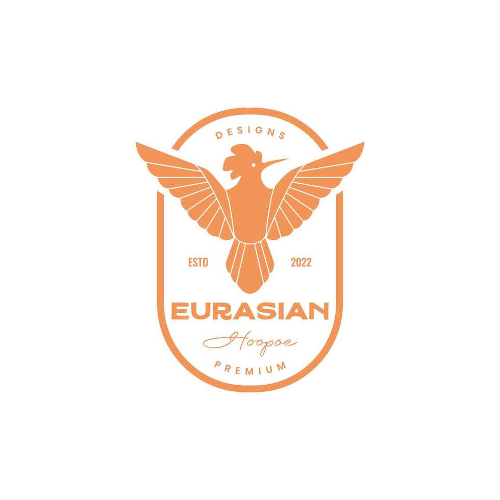 Eurasian hoopoe vintage logo bird vector