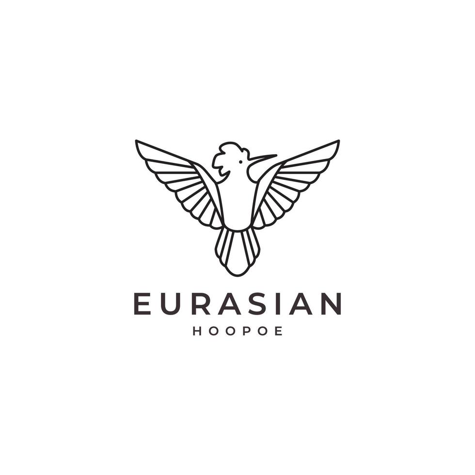 flying bird eurasian hoopoe logo design vector