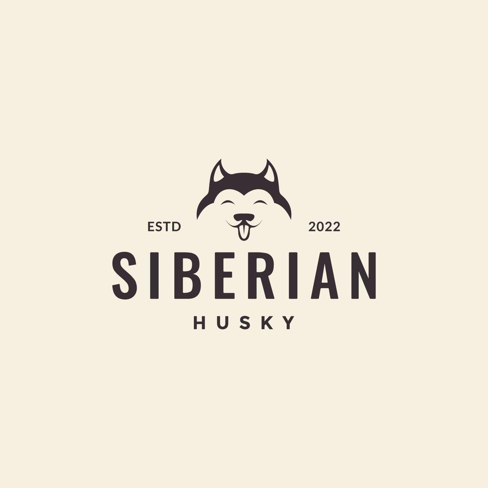 face cute hipster dog siberian husky logo vector