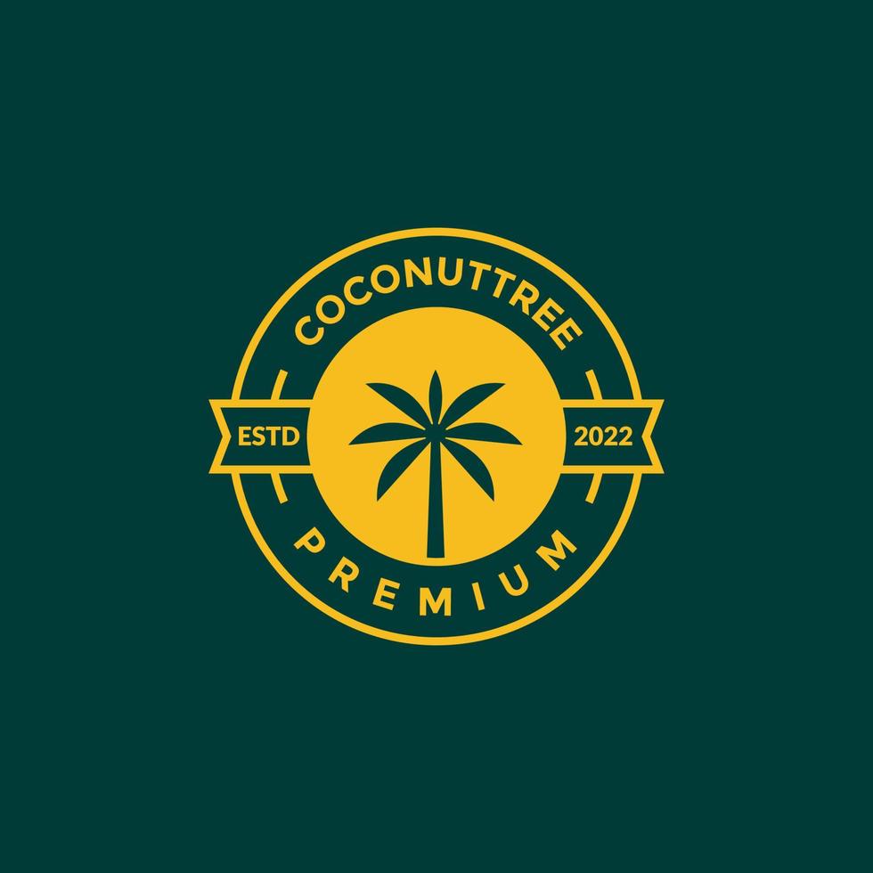 insignia con diseño de logotipo de árbol de coco vector