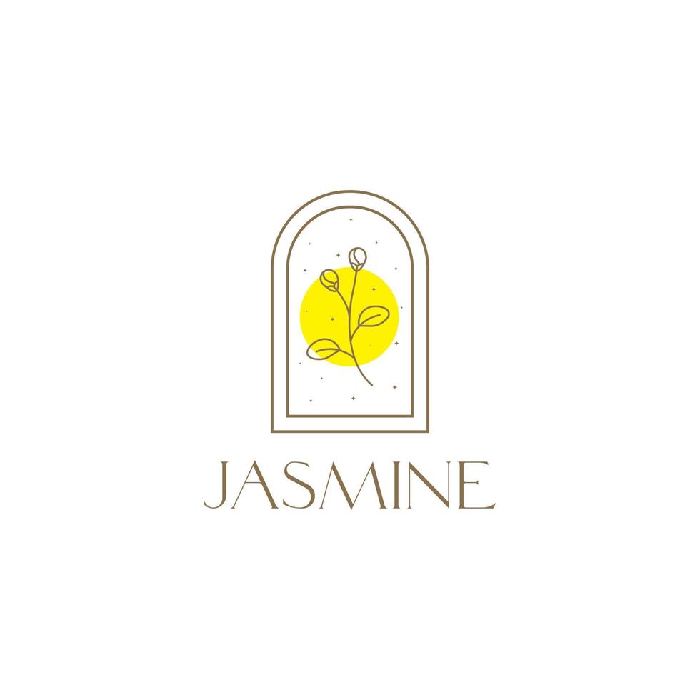 flor de jazmín con diseño de logotipo de ventana vector
