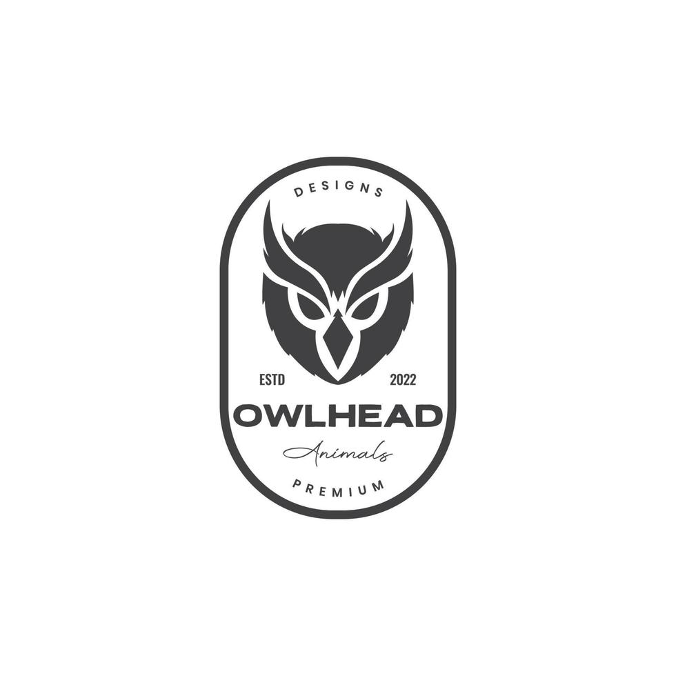 head owl vintage badge logo design vector