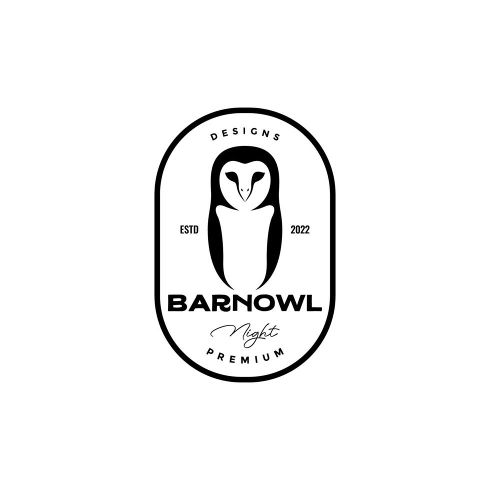 barn owl badge vintage logo design vector