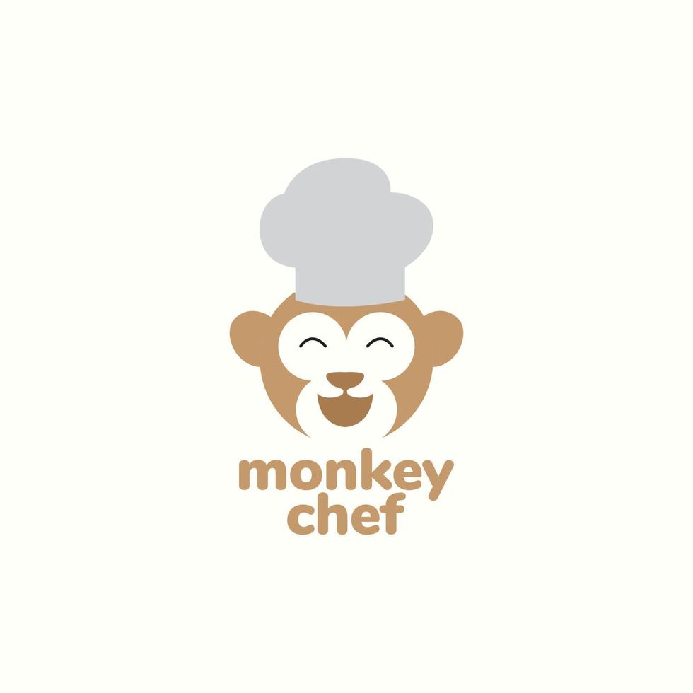 cartoon monkey chef logo design vector
