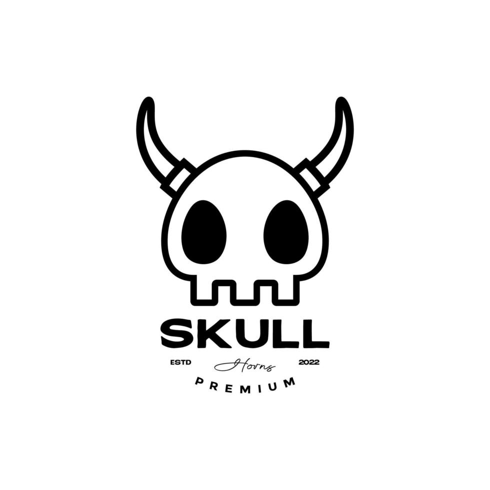 skull cute with horn logo design vector