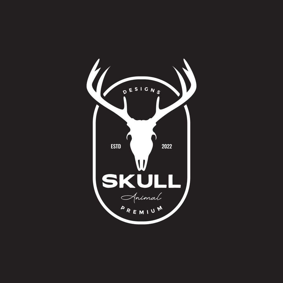 deer skull badge vintage logo vector