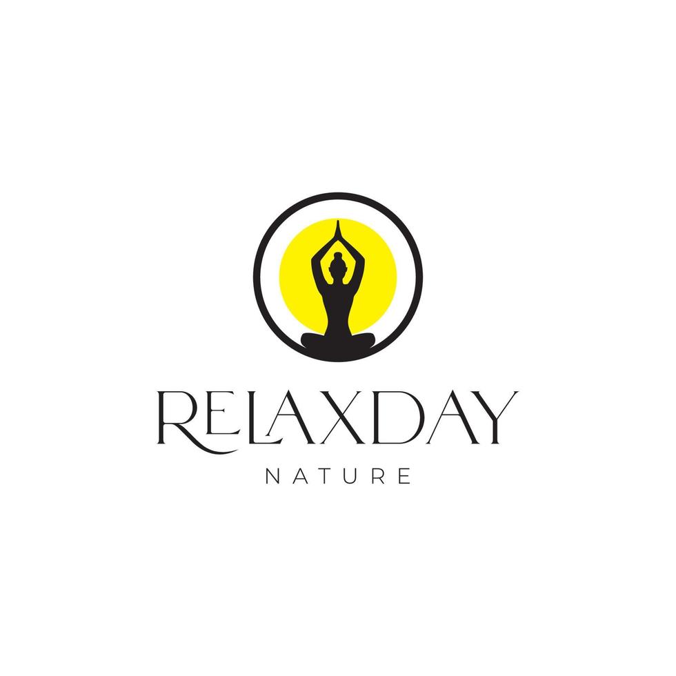 logotipo de relajación de yoga de mujeres aisladas vector