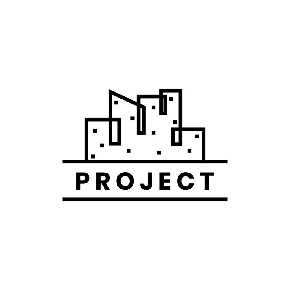 continuous line building city logo design vector