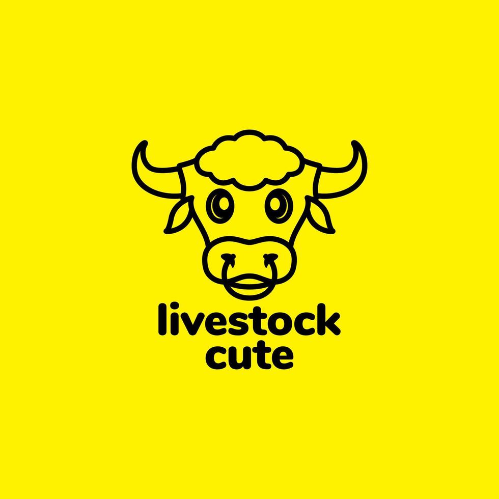 head line bulls cow logo design vector