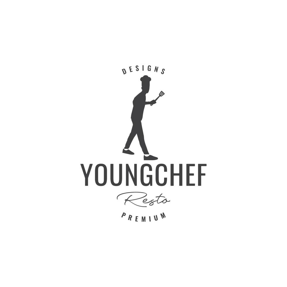 young chef fight logo design vector