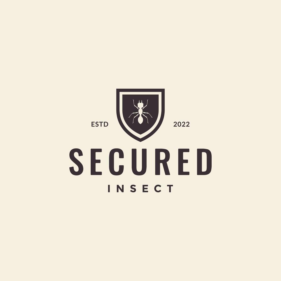 ant with shield logo design vector