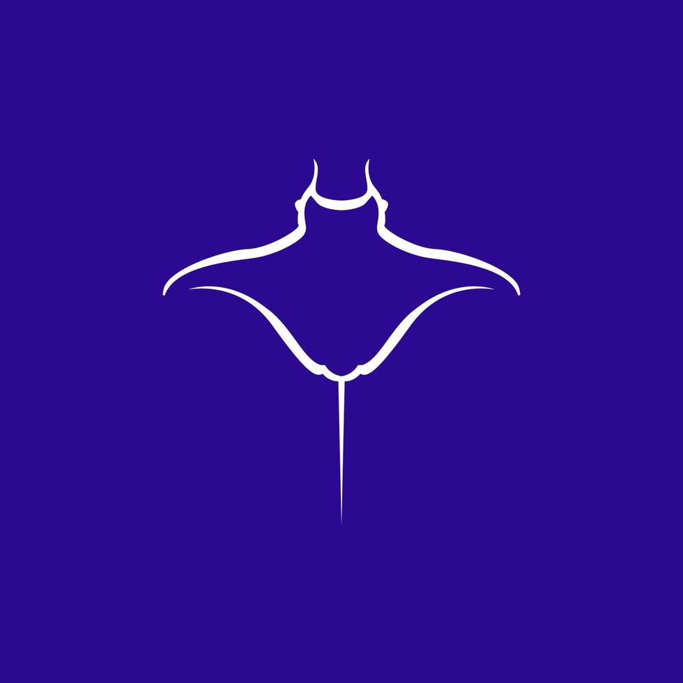 minimalist manta ray fish logo vector