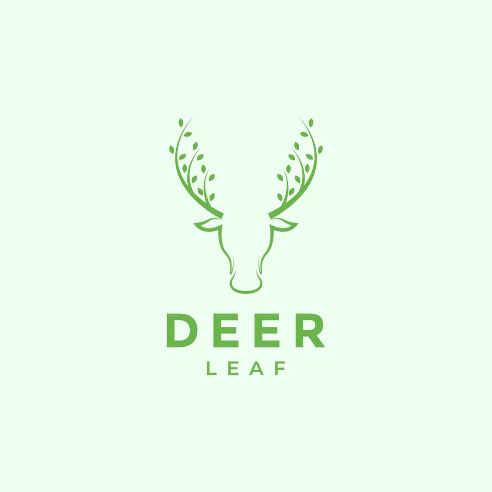 horn deer with leaf modern logo vector