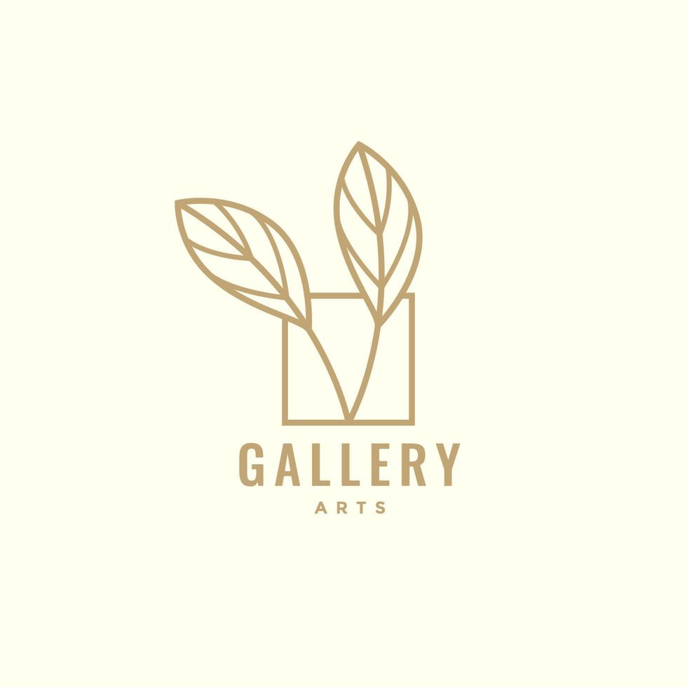 diseño de logotipo de galería de arte de hoja vector