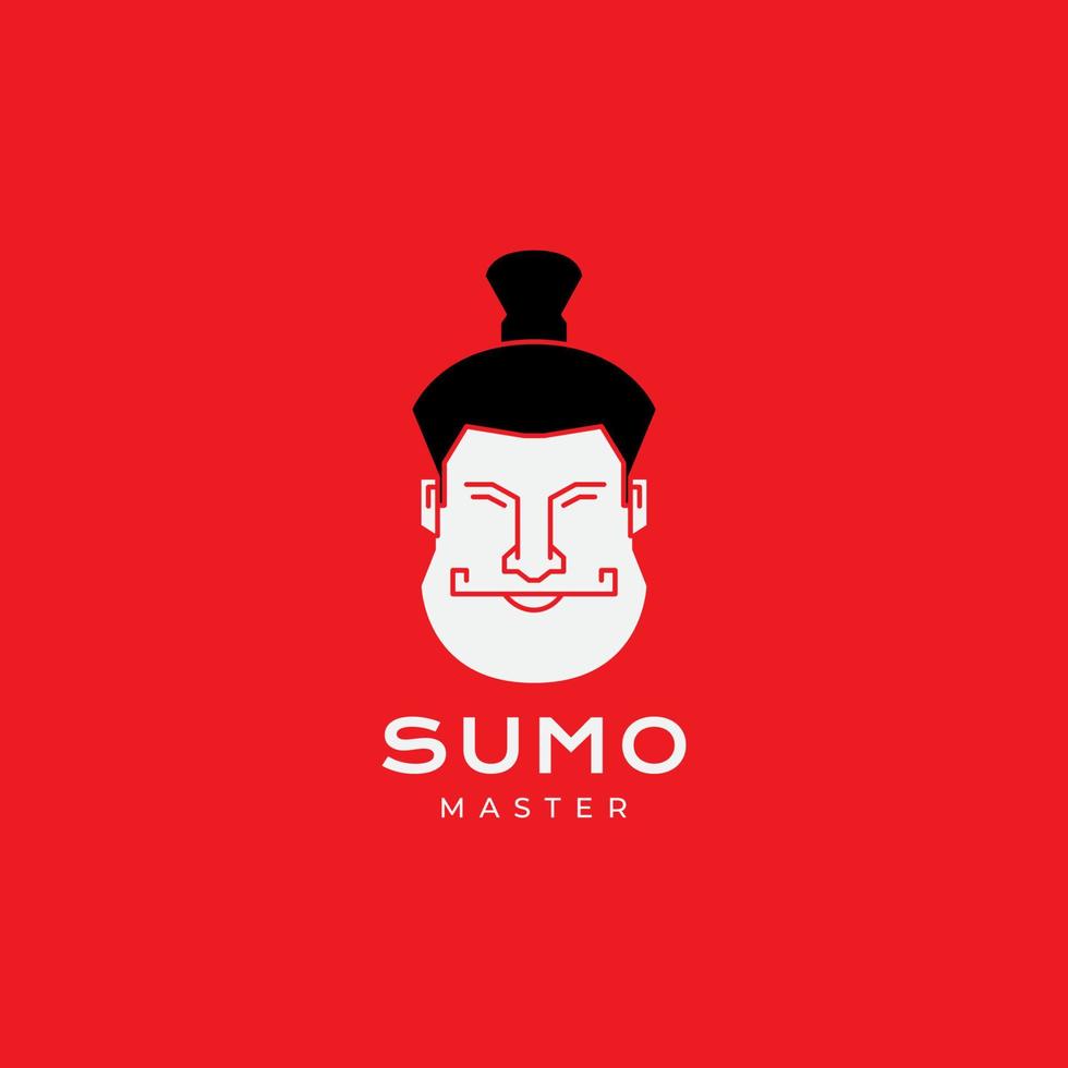 face sumo man logo design vector