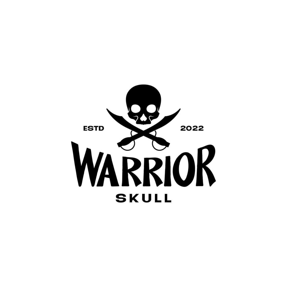 cross swords with skull vintage logo design vector