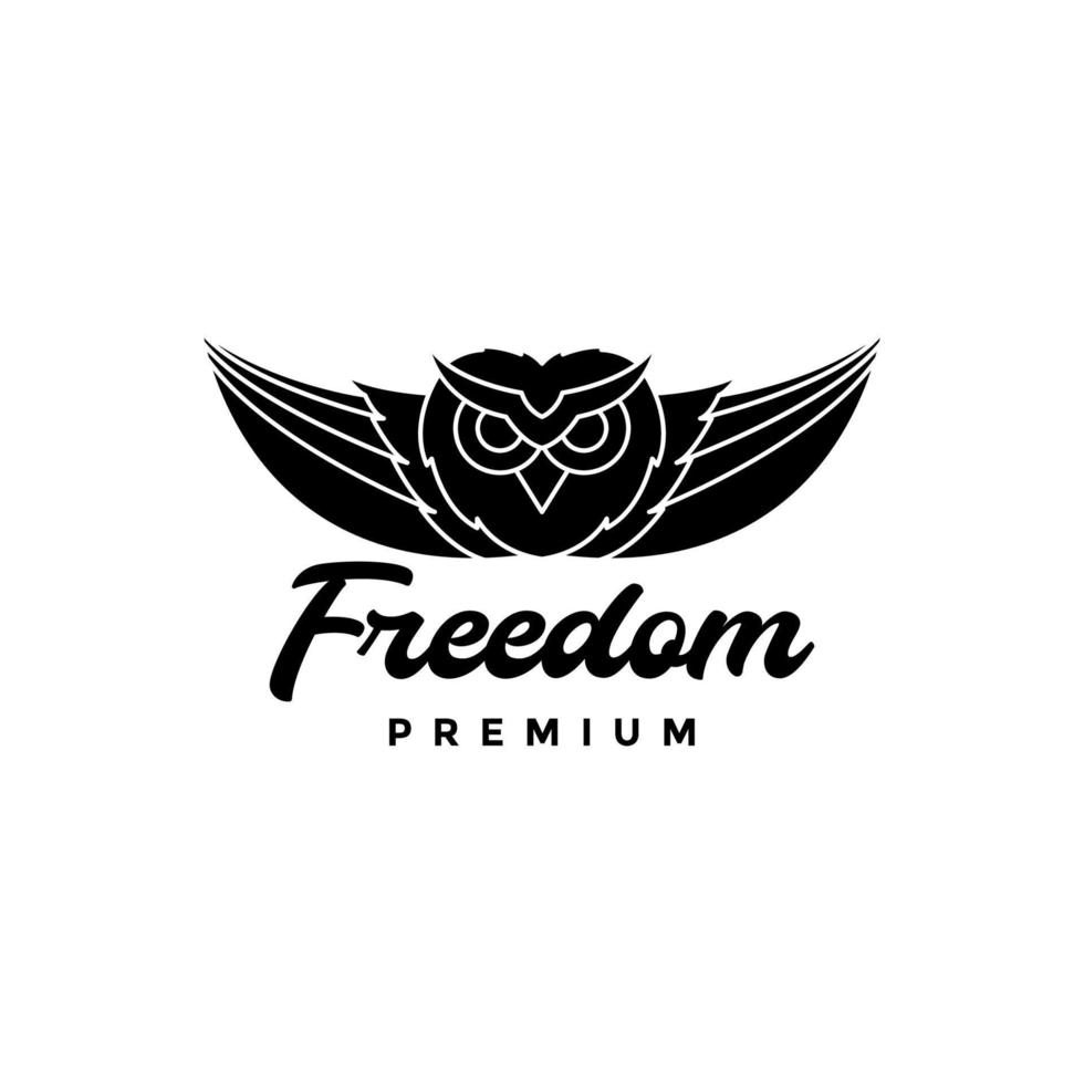 flying owl wings logo design vector