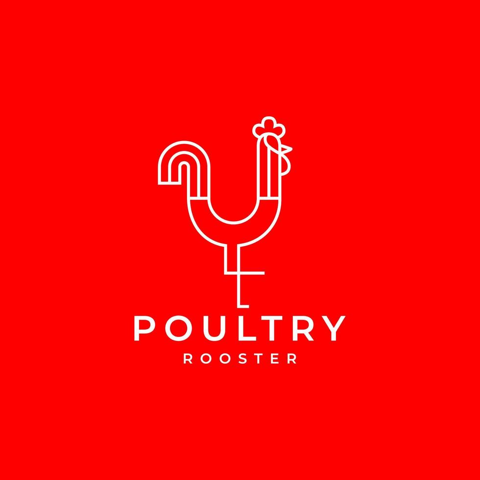 unique minimalist rooster logo design vector