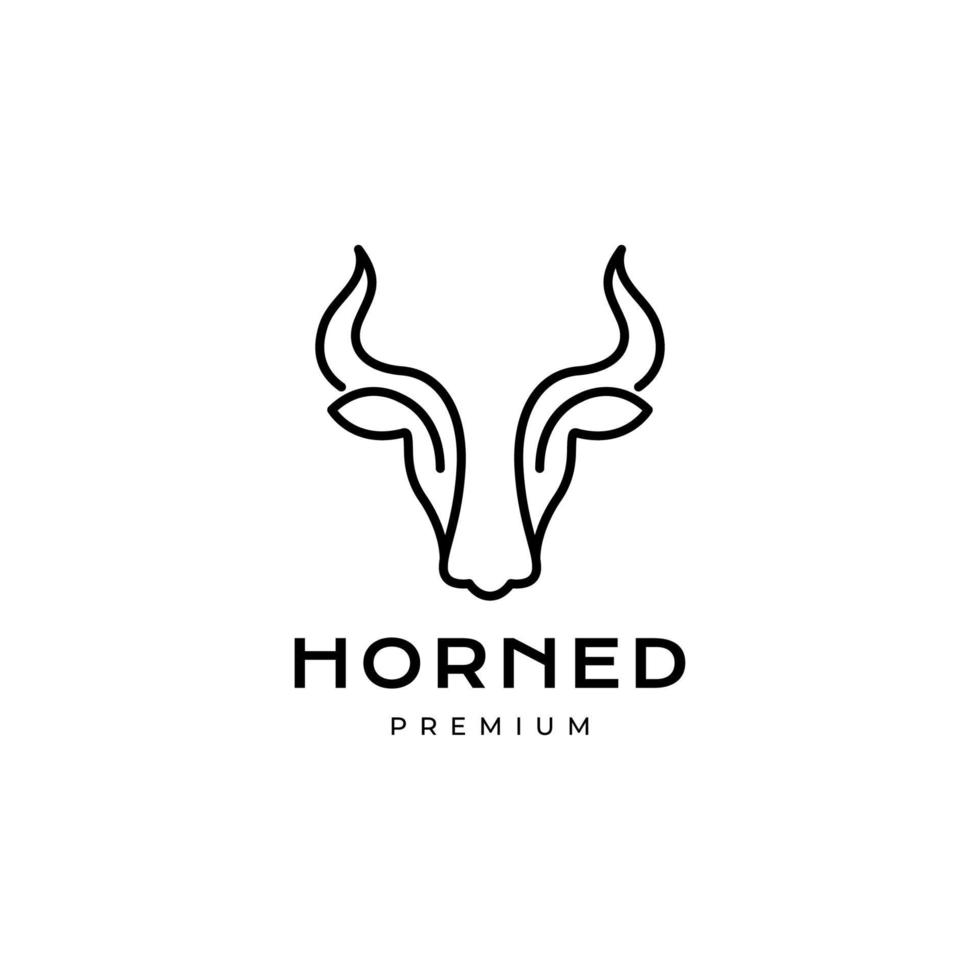 minimal modern head horn cow logo design vector