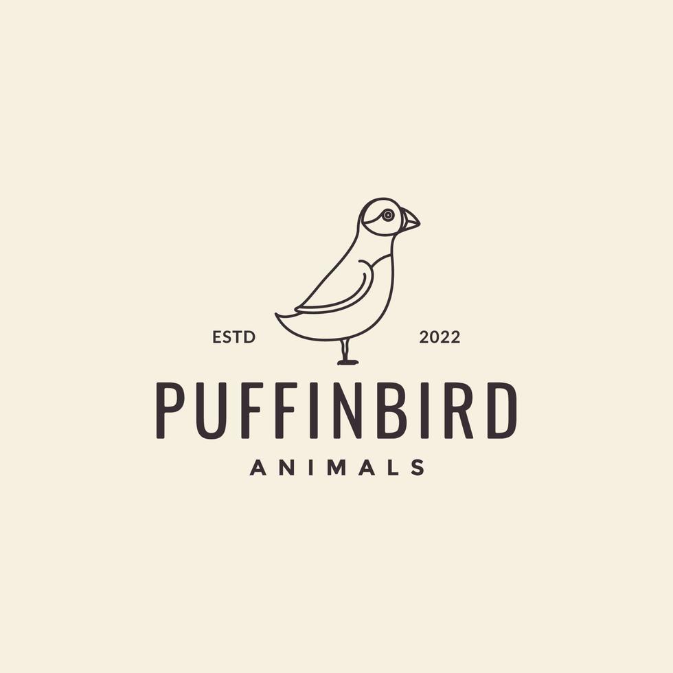 diseño de logotipo hipster de frailecillo de pájaro pequeño vector