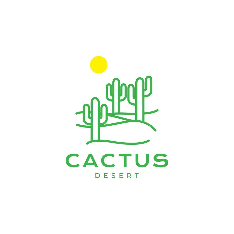 desert cactus lines abstract logo design vector