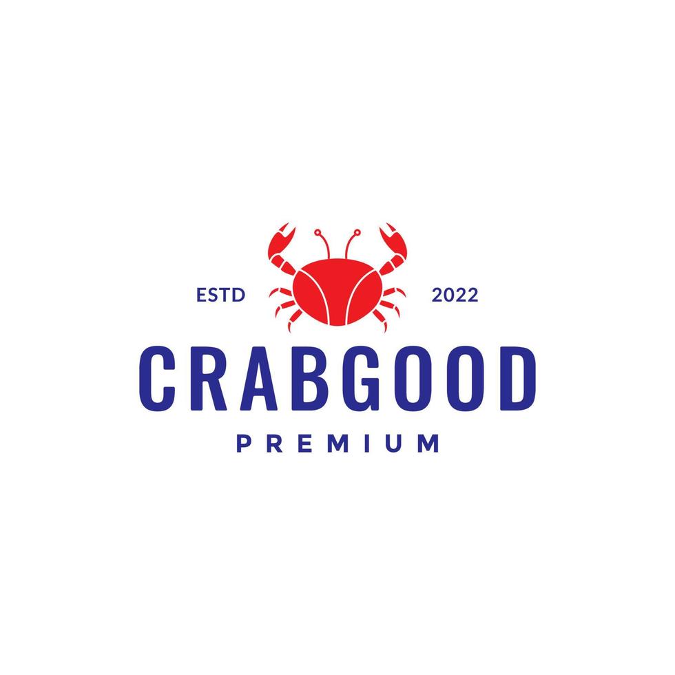 deliciosos cangrejos mariscos diseño de logotipo minimalista vector