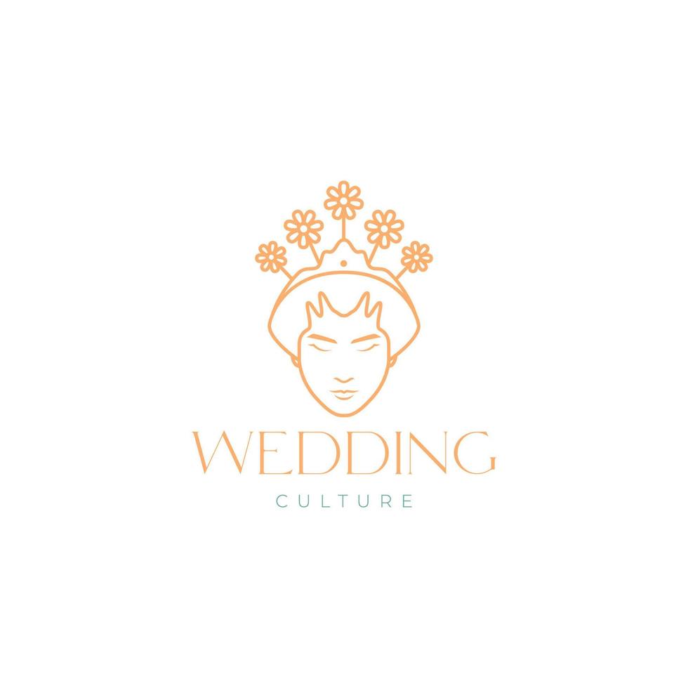 beautiful face wedding java culture logo vector