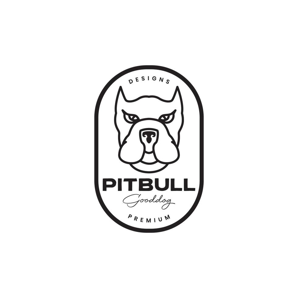 cabeza pitbull perro insignia vintage logo vector