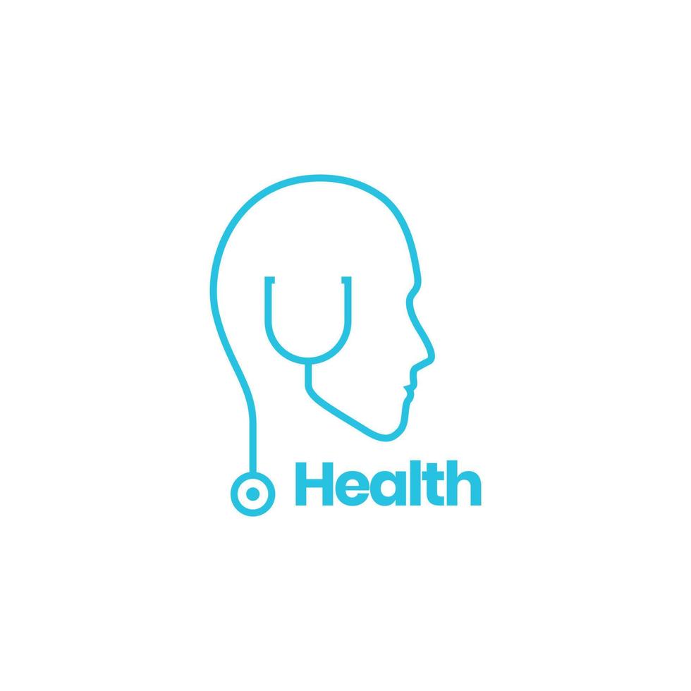 head human with stethoscope minimalist logo vector