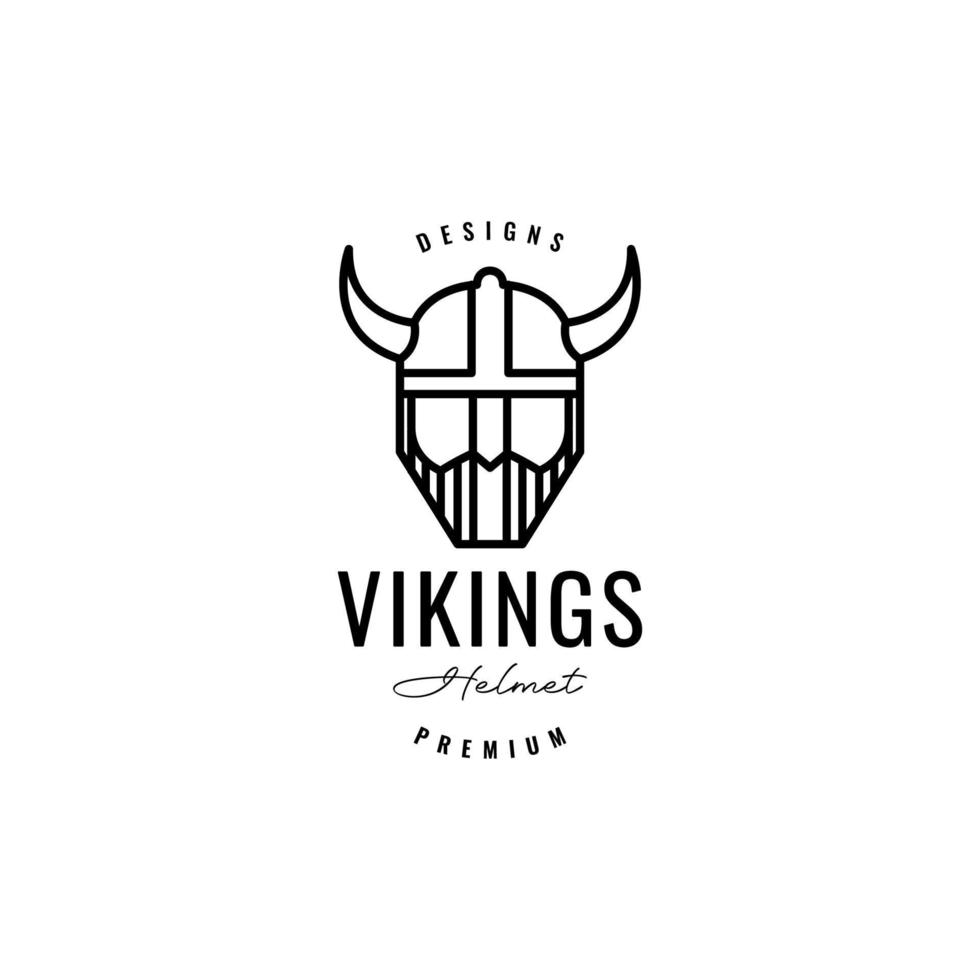 viking helmet with bearded logo design vector